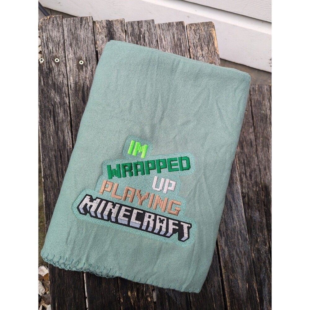 Embroidered Minecraft blanket brand new 50"x60"